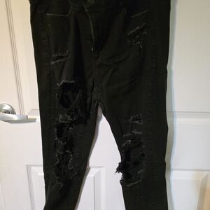 American Eagle Outfitters Black Distressed Skinny Jeans